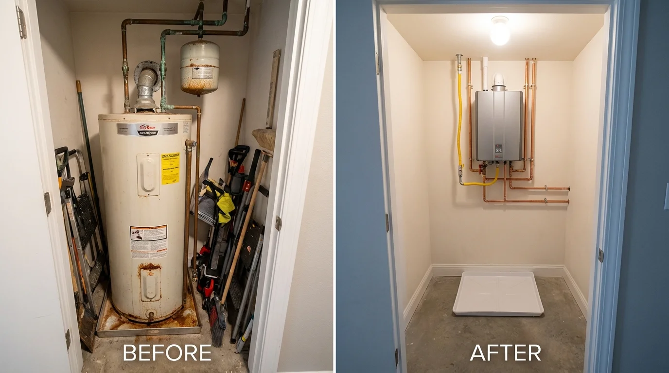 Tank water heater versus wall-mounted tankless unit comparison for Absarokee, MT homeowners